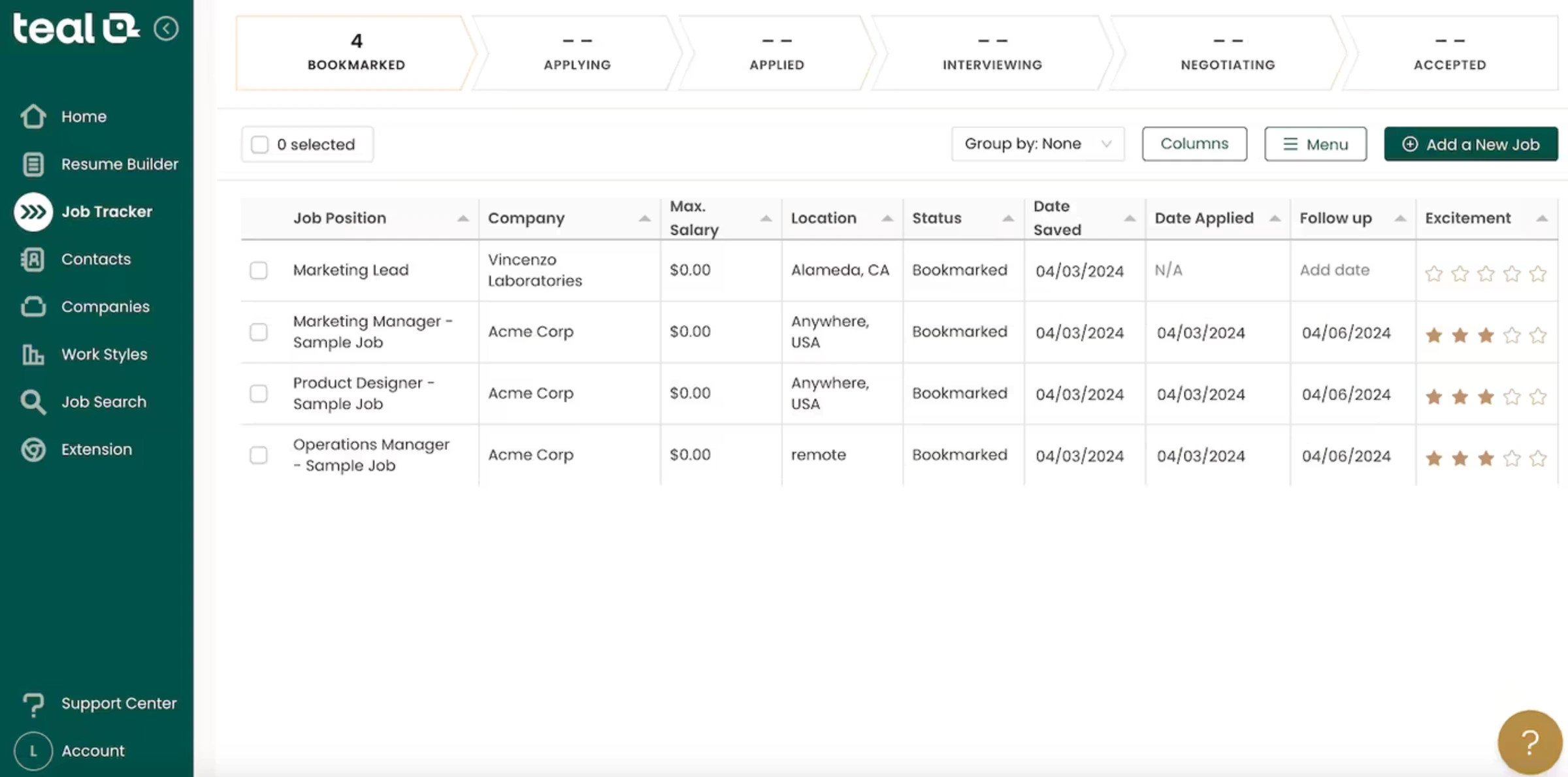 Teal job match and resume analysis interface comparing resume against job description