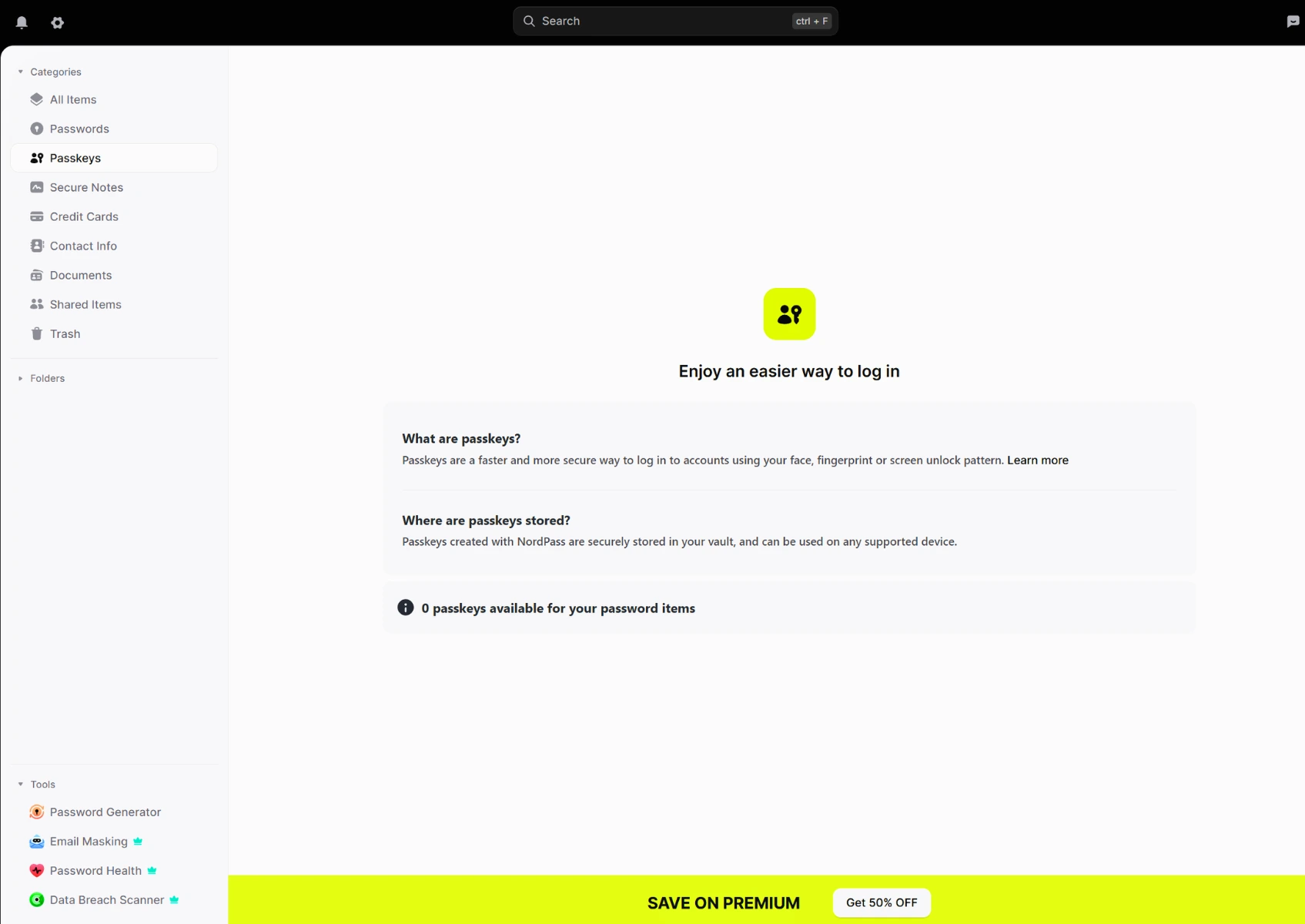 NordPass browser extension showing clean vault interface with autofill suggestions