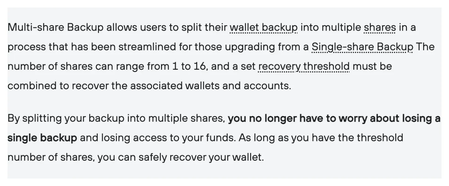 Official Trezor guide explaining one to sixteen recovery shares and the threshold needed to restore a wallet